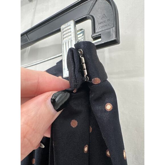 80s Vintage Halston Skirt Womens Medium Navy Blue Midi Polka Dot Brown Pockets - Picture 6 of 9